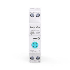 TO-Q-SY1-JZT/ZT DIY Zigbee2MQTT DIN Rail Smart Relay Switch | 1P+N AC 90-240V, Rated Current 6-63A | with Remote Control, Power Monitor, Circuit Protection, Timer, Voice Control Tuya/Smart Life APP TONGOU