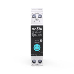 TO-Q-SY1-JZT/ZT DIY Zigbee2MQTT DIN Rail Smart Relay Switch | 1P+N AC 90-240V, Rated Current 6-63A | with Remote Control, Power Monitor, Circuit Protection, Timer, Voice Control Tuya/Smart Life APP TONGOU