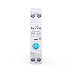 TO-Q-SY1-JWT/WT Tuya Wi-Fi DIN Rail Smart Relay Switch | 1P+N AC 90-240V 6-63A | with Remote Control, Power Monitor, Timer, Voice Control Tuya/Smart Life APPTONGOU