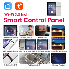 TOSCPM-T DIY Wall Display Smart Control Panel with 3.5 Inch Touchscreen | 3-Gang Wi-Fi Switch, SigMesh Hub, IR Remote Control | ETL Listed TONGOU