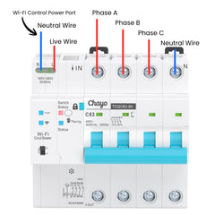 TOQCB2-JWT Tuya Wi-Fi DIN Rail MCB Mini Circuit Breaker | 1-4P 230V/400V 1-63A Adjustable | with Remote Control, Metering, Timing Modes, Circuit Protection Chayo