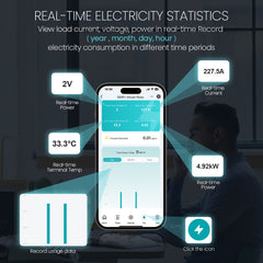 TOSMR1-JZT Zigbee 3.0 Type AC Tuya Smart RCBO Residual Current Circuit Breaker with Overcurrent Protection | Rated Current 20A/40A, Leakage Protection 30-100mA 1P+N | Remote Control, Real-time Power Consumption, Auto-reclosing | Tuya/Smart Life APP TONGOU