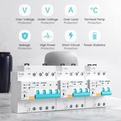 TOQCB2L-JWT Type A RCBO Tuya Wi-Fi Residual Current Circuit Breaker with Overcurrent Protection | Leakage Protection 30mA 2P 3P 4P 1-63A Adjustable | Remote Control Real-time Monitor Timing Modes TONGOU