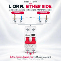 CYBD7 Type A RCBO 2P 240V Curve B 30mA Circuit Breaker with Leakage Protection Chayo