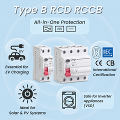 TORD4B 10KA Type B RCD Residual Current Device 30-300mA with CB/CE Certificate for EV Charging System, Solar System Chayo