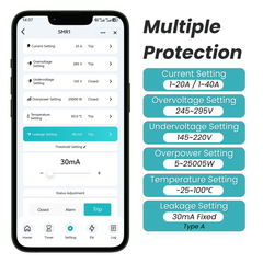 TOSMR1-JZT Zigbee Type A Smart RCBO 1P+N Residual Current Circuit Breaker with Overcurrent Protection | Auto-reclosing Function, Remote Control, Real-time Power Monitor, Timing Modes | Leakage Protection 30mA, Rated Current 40A Tuya/Smart Life APP TONGOU