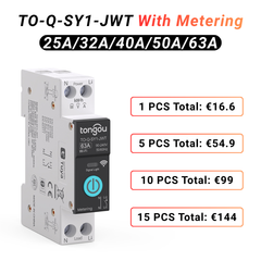 A TO-Q-SY1 Tuya Smart DIN Rail Switch with Optional Power Monitoring TONGOU