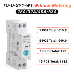 A TO-Q-SY1 Tuya Smart DIN Rail Switch with Optional Power Monitoring TONGOU
