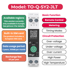 TO-Q-SY2-JLT 4G LTE Tuya Smart Switch Metering 1P+N 40A with Insert Sim Card for European Chayo