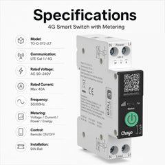 TO-Q-SY2-JLT 4G LTE Version Tuya Smart Switch 40A with Sim Card for European TONGOU