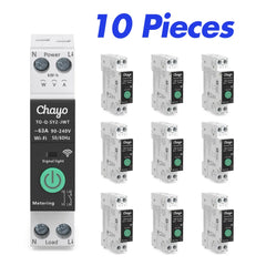 TO-Q-SY2-JWT Tuya Wi-Fi DIN-Rail Smart Switch Relay| 1–63A Adjustable, 90-240V, 1P+N Chayo