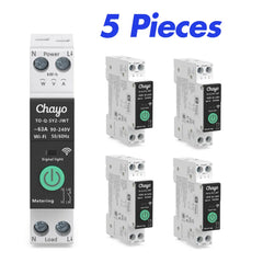 TO-Q-SY2-JWT Tuya Wi-Fi DIN-Rail Smart Switch Relay| 1–63A Adjustable, 90-240V, 1P+N Chayo