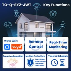 TO-Q-SY2-JWT Tuya Wi-Fi DIN-Rail Smart Relay Switch | 1–63A Adjustable, 90-240V, 1P+N | With Metering, Remote Control CE/RoHs Certficate TONGOU