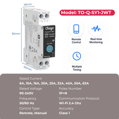 TO-Q-SY1-JWT/WT Tuya Wi-Fi DIN Rail Smart Relay Switch | 1–63A, 90–240V Chayo