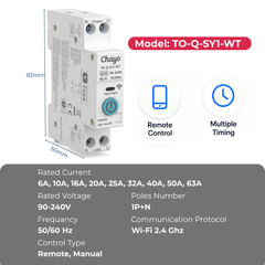 TO-Q-SY1-JWT/WT Tuya Wi-Fi DIN Rail Smart Relay Switch | 1–63A, 90–240V Chayo