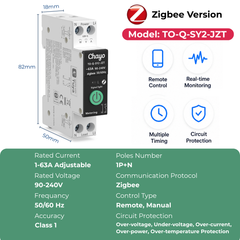 TO-Q-SY2-JZT Zigbee2MQTT Smart Switch Tuya | 1P+N AC 90-240V 1-63A Adjustable CE/ROHS Chayo