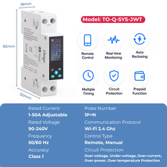 TO-Q-SYS-JWT Wi-Fi 1P+N Smart Meter wich LCD Screen Display Prepaid | 1-50A Adjustable 100-240V CB/CE Chayo