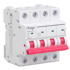 TOMD6 AC MCB DIN Rail Mini Circuit Breaker 6KA 230V 400V 50/60 Hz 1-4P 6-63A Chayo
