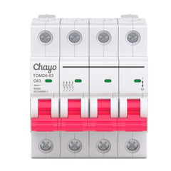 TOMD6 AC MCB DIN Rail Mini Circuit Breaker 6KA 230V 400V 50/60 Hz 1-4P 6-63A Chayo