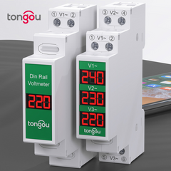 TOVME-Single Phase/ 3-Phase AC DIN Rail Meter 60-450V with LCD Digital Display