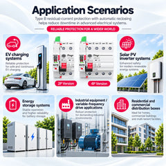 TOSAR1-RD4B Type B Wi-Fi Tuya Smart Auto Recloser CB/CE Certificated | 230V/400V 30/100/300mA Residual Current Circuit Breaker | for EV Charger, Solar System Chayo