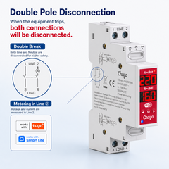 TOVMT 2P Tuya Wi-Fi Smart Switch Double Break L-N / L-L Wiring 16A 100-240V Chayo