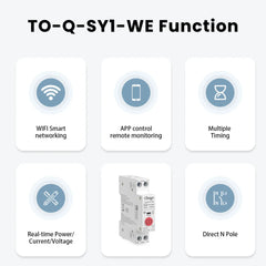 TO-Q-SY1-WE eWeLink Wi-Fi DIN Rail Smart Switch with Remote Control | 90-240V 1P+N 6-63A Chayo